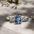 Damla London Blue Topaz Yaprak Tasarım Yüzük 