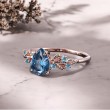 Damla London Blue Topaz Yaprak Tasarım Yüzük 