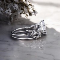 Kite Beyaz Topaz Ve Pırlanta Tasarım Set Yüzük