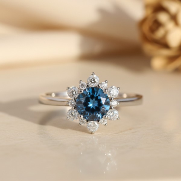 London Blue Topaz Ve Pırlanta Kartanesi Yüzük MY2046