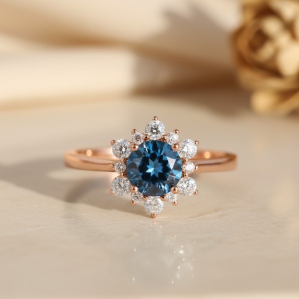 London Blue Topaz Ve Pırlanta Kartanesi Yüzük MY2046