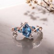 London Blue Topaz Yaprak Tasarım Yüzük 