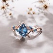 London Blue Topaz Yaprak Tasarım Yüzük 