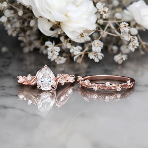 İkili Set Nişan Yüzüğü Beyaz Topaz Ve Pırlantalı MY0508