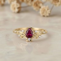 Rose Gold Yakut Pırlanta Vintage Taç Yüzük MY4001