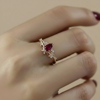 Rose Gold Yakut Pırlanta Vintage Taç Yüzük MY4001