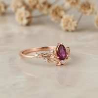 Rose Gold Yakut Pırlanta Vintage Taç Yüzük MY4001