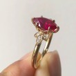1.00 Karat Markiz Yakut Ve Pırlanta Yapraklı Yüzük