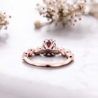 Markiz Pırlantalı Oval Yakut Taşlı Tasarım Yüzük
