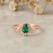 Gerçek Damla Zümrüt Taşlı Pırlanta Yüzük MY4003