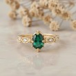 Gerçek Zümrüt Ve Pırlanta Vintage Tasarım Yüzük