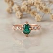 Gerçek Zümrüt Ve Pırlanta Vintage Tasarım Yüzük
