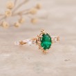 Hakiki Zümrüt Ve Pırlanta Taşlı Vintage Yüzük