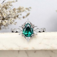 Damla Zümrüt Ve Markiz Pırlantalı Vintage Yüzük