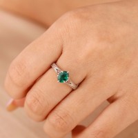 Tektaş Zümrüt Taşlı Yüzük Vintage Tasarım