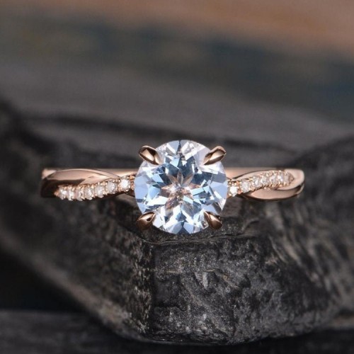 Aquamarine Ve Pırlantalı Tektaş Yüzük MY2504