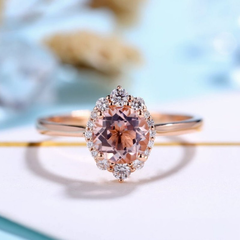 Lotus Tasarım Morganite Ve Pırlanta Yüzük MY2435
