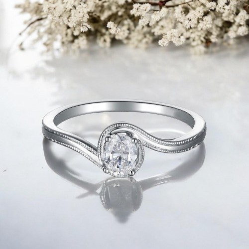 0.34 Ct. HRD Sertifikalı Oval Pırlanta Tektaş Yüzük MY3054