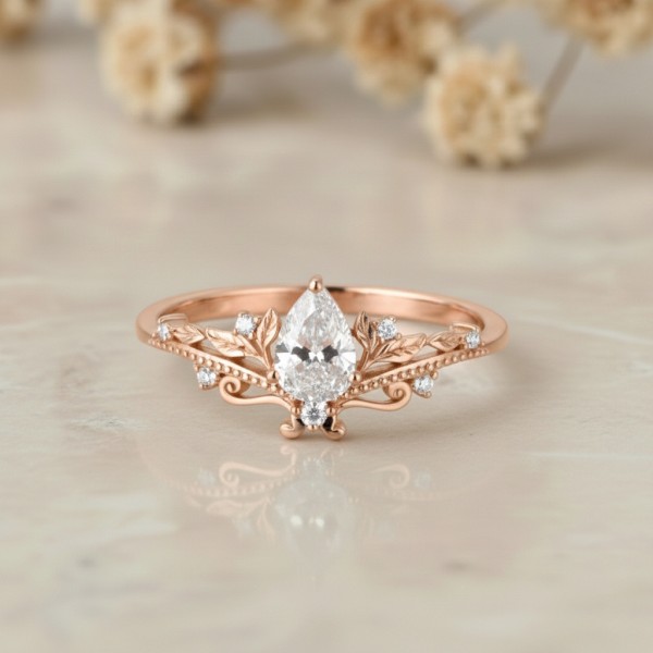 Uluslararası Sertifikalı Damla Pırlanta Tasarım Yüzük MY4004