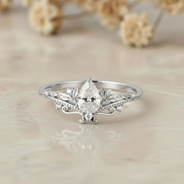 Uluslararası Sertifikalı Damla Pırlanta Tasarım Yüzük MY4004