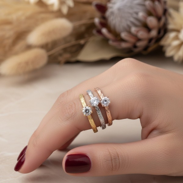 0.35 Karat Pırlanta Vintage Tasarım Tektaş Yüzük MY0212