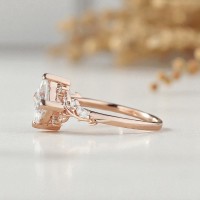 Yaprak Tasarım Yüzük Kare / Prenses Pırlantalı