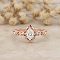 0.35 Karat Oval Pırlanta Vintage Tektaş Yüzük 