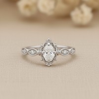 0.45 Karat Oval Pırlanta Vintage Tarzı Yüzük