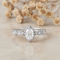 0.58 Karat Oval Pırlanta Vintage Evlilik Yüzüğü
