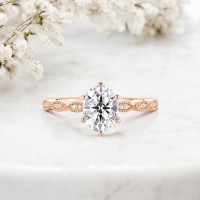 Gia Sertifikalı Oval Pırlanta Vintage Yüzük 