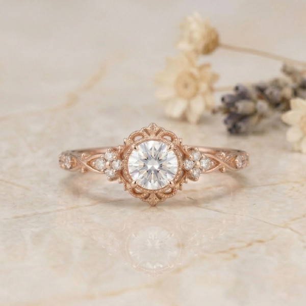 Tek Taş Pırlanta Yüzük Vintage Nişan Yüzükleri MY0018