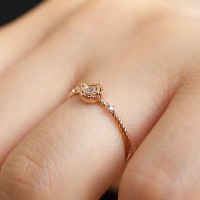 0.18 Karat Vintage Tasarım Tek Taş Pırlanta Yüzük 
