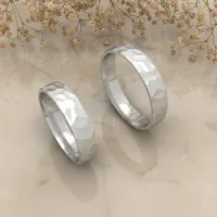 Hammered Tasarım Çift Altın Alyans