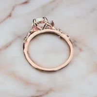 Moss Agate Yaprak Tasarım Altın Yüzük MY2063