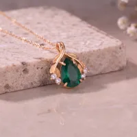 1.00 Karat Zümrüt Ve Pırlanta Altın Tasarım Kolye MYZK16