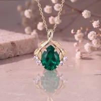 1.00 Karat Zümrüt Ve Pırlanta Altın Tasarım Kolye MYZK16