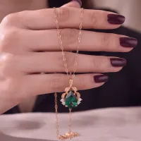 1.00 Karat Zümrüt Ve Pırlanta Altın Tasarım Kolye MYZK16