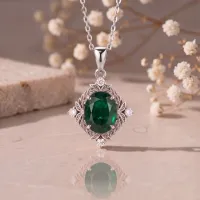 1.00 Karat Gerçek Zümrüt Ve Pırlanta Vintage Kolye