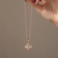 Morganit Ve Pırlanta Vintage Rose Altın Kolye 