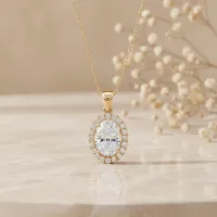 Oval Kesim Pırlanta Halo Model Kolye
