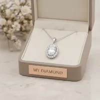 Oval Kesim Pırlanta Halo Model Kolye