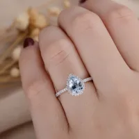 Pırlantalı Damla Aquamarin Klasik Tasarım Yüzük MY2517