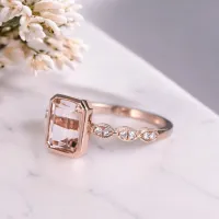1.20 Karat Morganit 0.08 Karat Pırlanta Vintage Yüzük MY2410