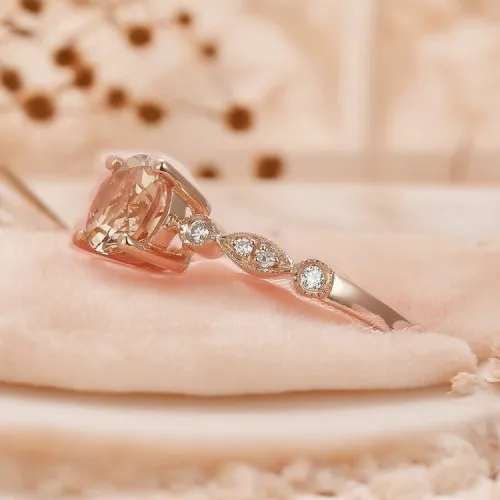 Vintage Morganit Pırlanta Yüzük Rose Gold MY2403