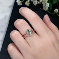 Damla Moss Agate Zümrüt Dal Yüzük 