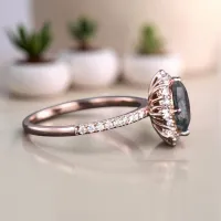 Moss Agate Ve Pırlantalı Nişan Düğün Evlilik Yüzüğü