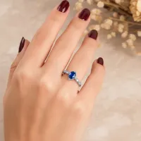 Gerçek Safir Ve Pırlanta Vintage Tektaş Yüzük