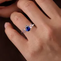 Damla Safir Vintage Yaprak Tasarım Yüzük AD1363 - My Diamond