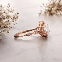 Beyaz Safir Ve Pırlanta Vintage Tasarım Yüzük