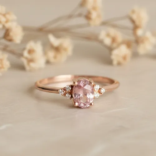 Oval Pembe Turmalin Pırlanta Yüzük MY2012